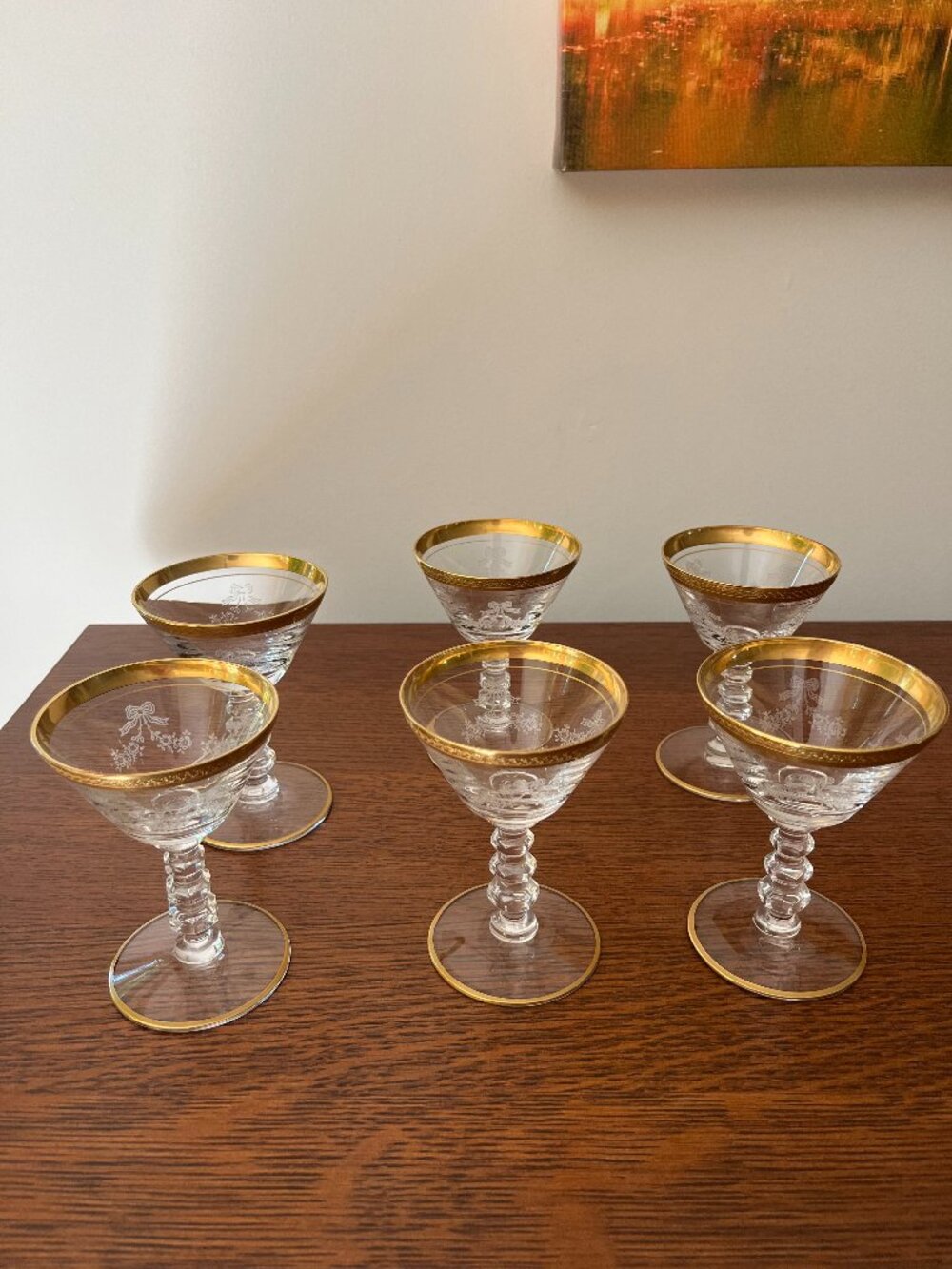 Vintage Tiffin Franciscan "Bouquet" Pattern 6 Champagne Coupes